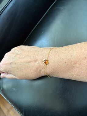 925 Silver Gold Plated Baltic Cognac Amber Brand New